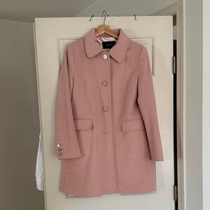 Tahari Blush Pink Wool Blend Coat Gold Buttons | Medium